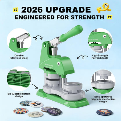 Button Maker Machine 3 Sizes, DIY Pin Maker Machine 1+1.25+2.25 inch, Interchangeable Button-Models Badge Button Press Machine with 300 Sets 25+32+58mm Button Maker Supplies&Circle Cutter 2026 Upgrade