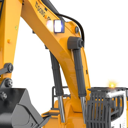 Pro-Grade Remote Control Excavator for Adult Metal Micro-Scale RC Construction Model with Leadscrew Digging System Dual Battery Includes Portable Carry Case