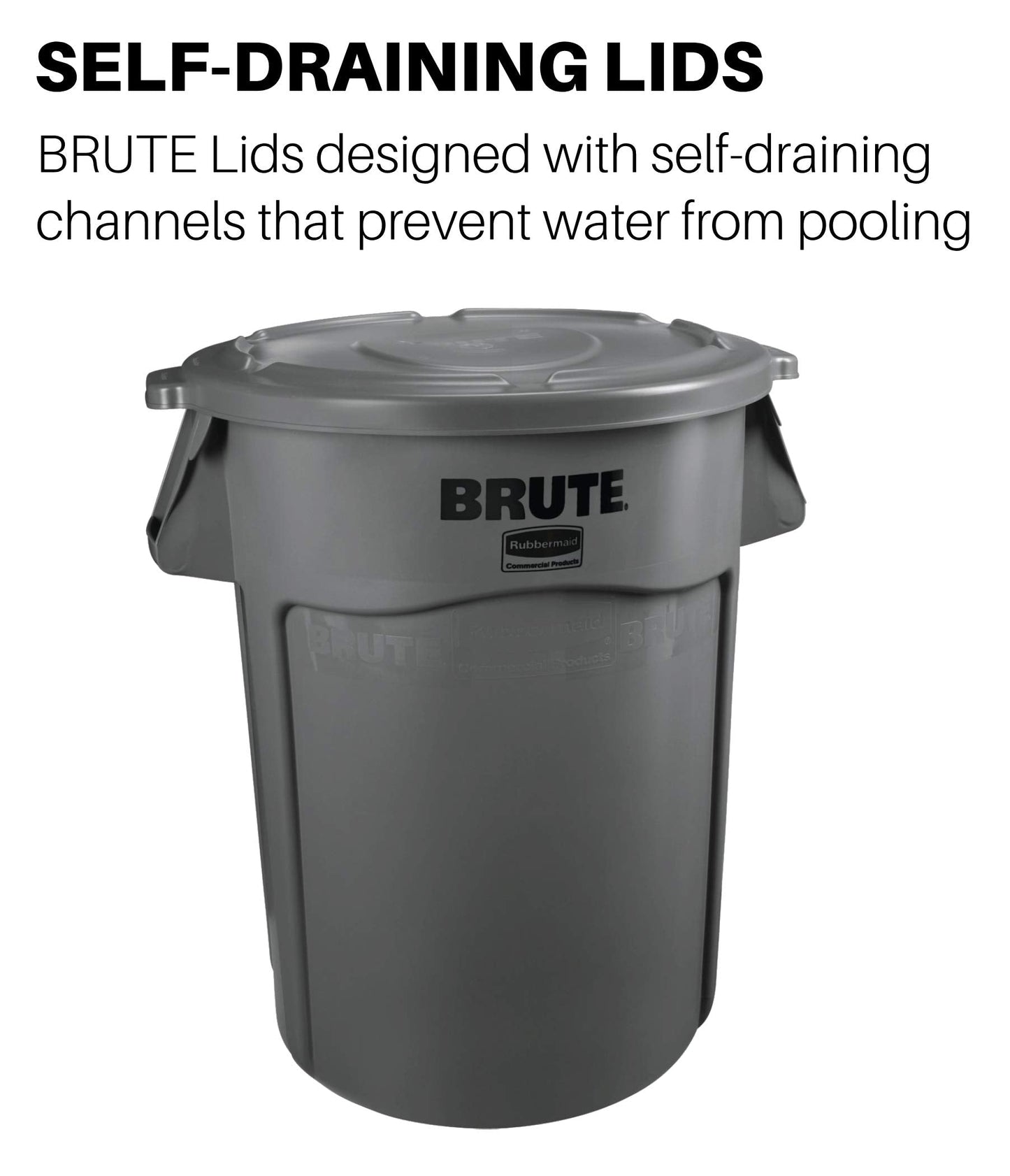 Rubbermaid Commercial Products BRUTE Trash Can Dome Lid, 55-Gallon, Black, Compatible with the Rubbermaid Heavy Duty 55-Gallon Garbage Bins, Pack of 3