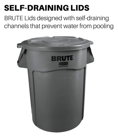Rubbermaid Commercial Products BRUTE Trash Can Dome Lid, 55-Gallon, Black, Compatible with the Rubbermaid Heavy Duty 55-Gallon Garbage Bins, Pack of 3
