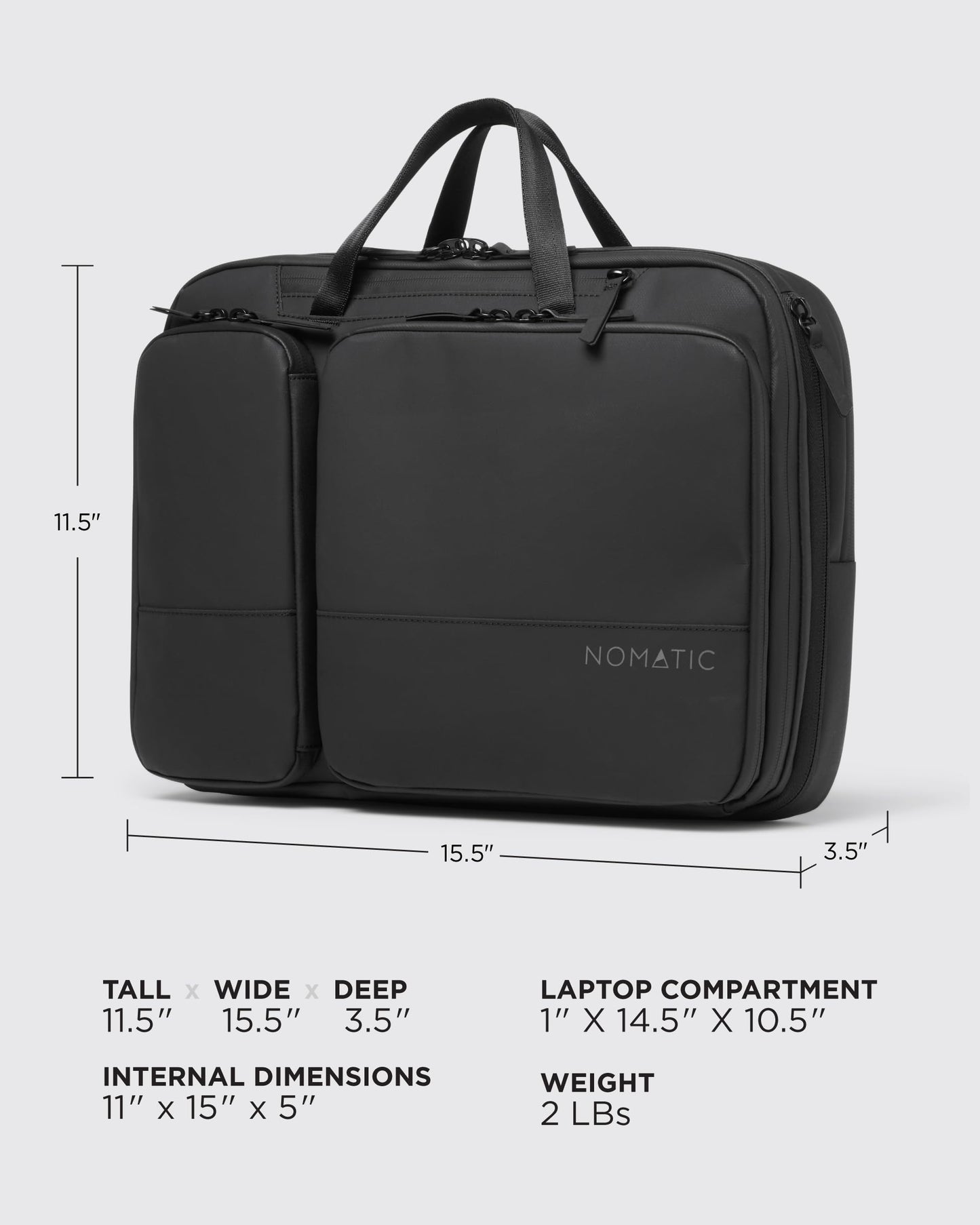 NOMATIC Laptop Bag: Slim Messenger Bag with RFID Pocket, Tech Organizer, Water-Resistant Zippers - 11-13.5L Expansion Design & Laptop Compartment for Work, Travel, or Daily Commute