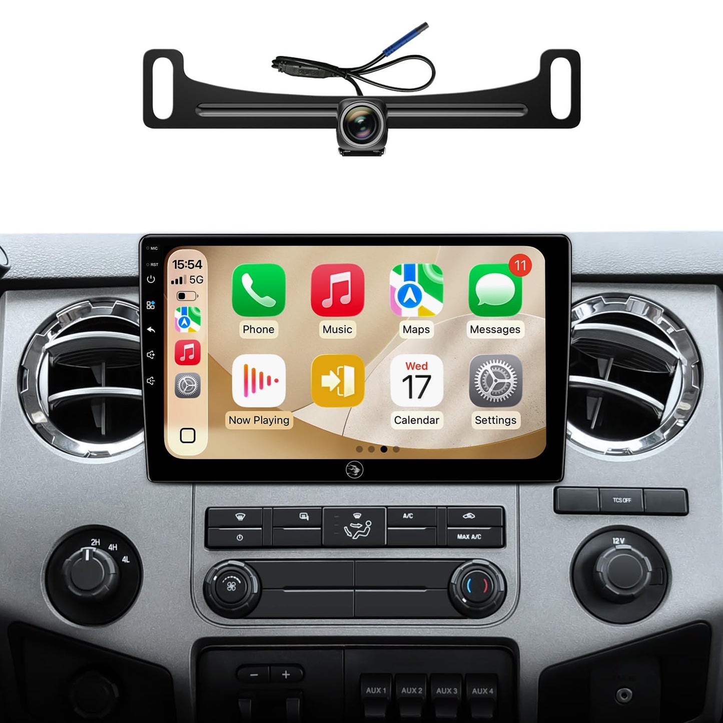 QLED Linux Car Stereo for Ford F150 2004-2008, F250 F350 2008-2016 - Fast Boot Wireless CarPlay & Android Auto Radio, AHD 1080P Backup Camera, Bluetooth, SWC, AM/FM, Dash Kit Replacement
