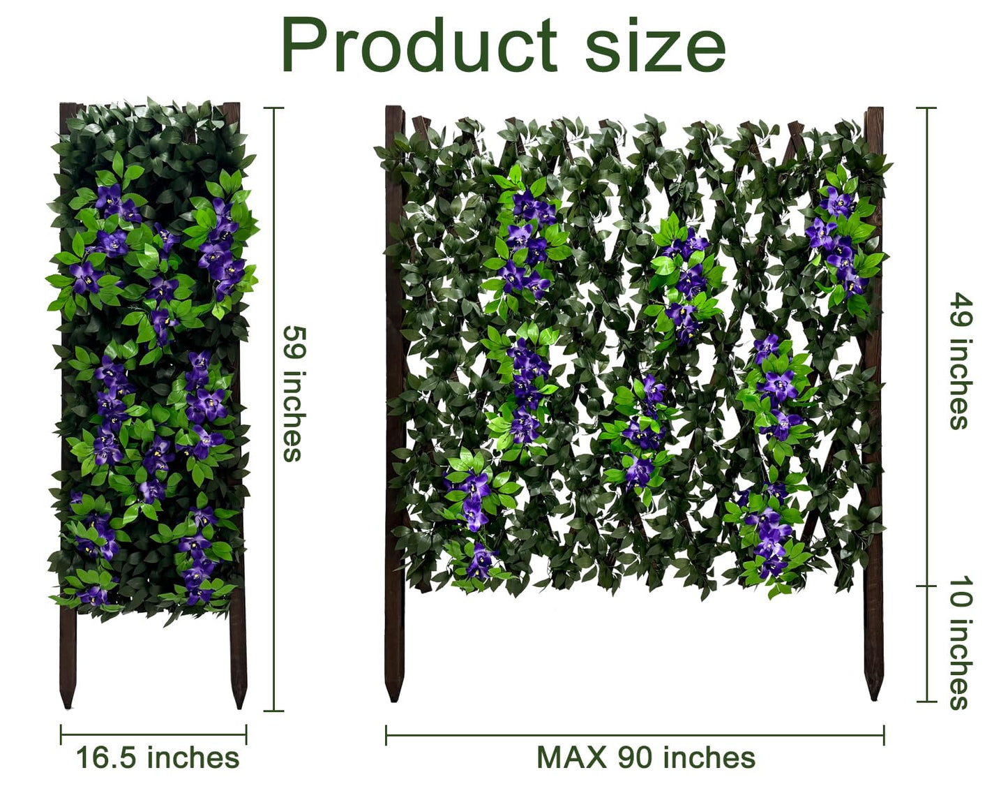 86 York Expandable Wooden Privacy Fence with Artificial Flowers & Greenery, In-Ground Decorative Outdoor Privacy Screen to Hide AC Units & Trash Cans, Garden & Yard Decor Panel