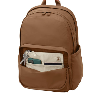 Away Featherlight Large Backpack for Travel & Work - Ergonomic Lightweight Bag with 16 Inch Laptop Sleeve, Passport Pocket & Trolley Sleeve, Amaro Brown