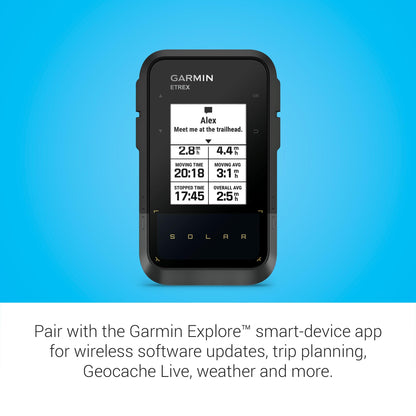 Garmin eTrex® Solar, GPS Handheld Navigator, Unlimited Battery Life, Water Resistant