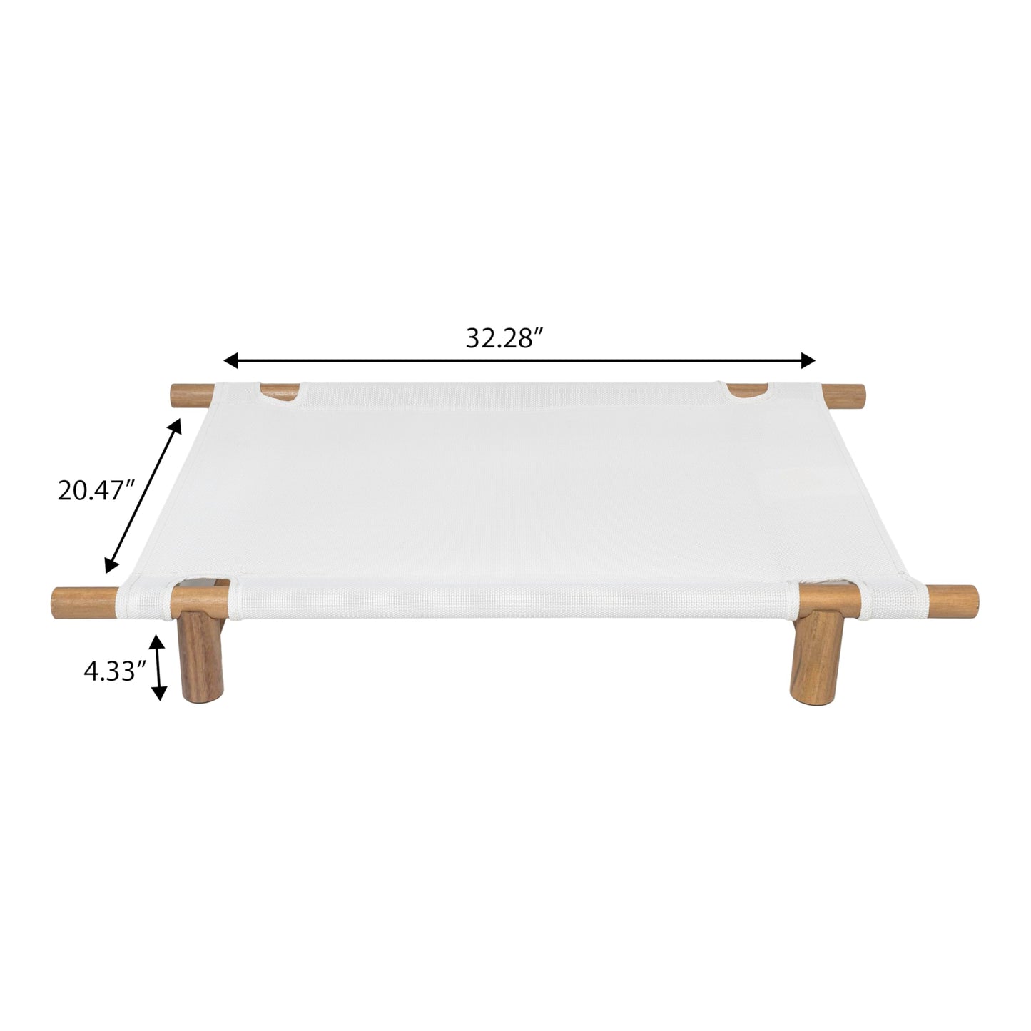 THE LICKER Store DBD5000A Chester 32" Modern Minimalist Wood Frame Elevated Outdoor Dog Bed, Snow/Light Teak