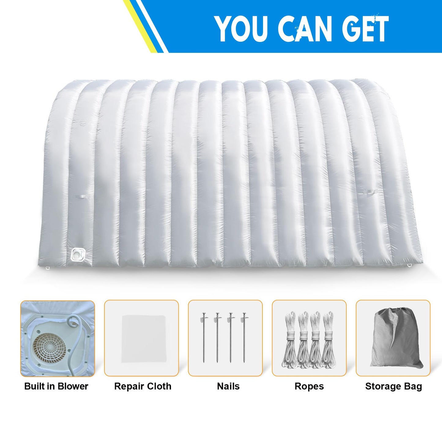 OZIS Inflatable Tunnel Sports Tunnel Entrance with Installed Blower Inflatable Tunnel Tent for Business Advertising Event Exhibition Promotion,Street,Shop,Supermarket,School(White, 16x10x10ft)