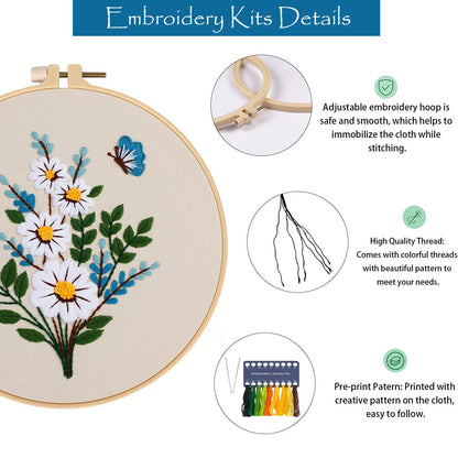 3 Set Embroidery Stitches Practice Kit, Embroidery Kit for Beginners with Embroidery Patterns, Beginner Embroidery Kit, Embroidery Kits for Adults, Hand Embroidery Kit, Embroidery Kit for Kids