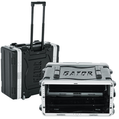 Gator Cases Lightweight Rolling 4U Rack Case with Heavy Duty Latches, Retractable Tow Handle, and Recessed Wheels, Standard 19.25" depth (GRR-4L)