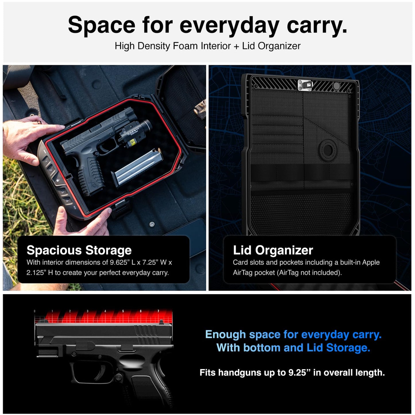 VAULTEK LifePod 20 Full-Size Lockable Weatherproof Case with Built-in Lock, Steel Security Cable, & TSA Handgun Case or Car Safe, Portable Travel Pistol Safe/Titanium Gray