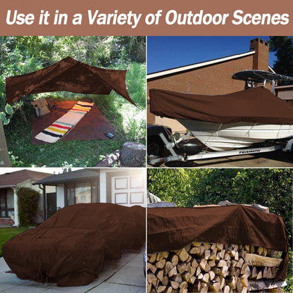 40x60Ft,Tarps Heavy Duty Waterproof, 10Mil Poly Tarps, Brown Multipurpose Tarpaulin with Metal Grommets, Edge Reinforcement Tear Resistant, UV Resistant, Camping, Outdoor Coverings