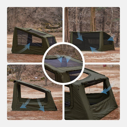 CAMVIL 2025 Upgraded Box 4P Inflatable Camping Tent, 4 Season Blow Up Tent with Pumb, Easy Setup No Assembly Needed Luxury Glamping Tent (Green)