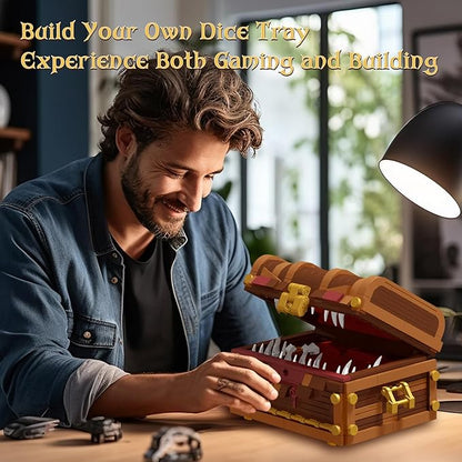 Mimic Chest Building Sets Monster Dice Storage Box that Holds Up to 3 Polyhedral Dice Sets. Ideal for Dragons Board Game Gifts for Adults and Kids Compatible with Lego Sets 531pcs