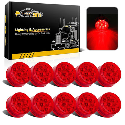 Partsam 30Pcs 2" Inch Round Trailer Led Side Marker and Clearance Lights Amber 9 Diodes with Reflectors for Semi Trailer Trucks(20x Amber, 10x Red)