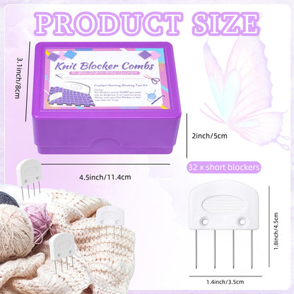 32 Pcs Blocking Combs, Knit Blockers Combs for Blocking, Blocking Pins for Knitting, Knit Blocking Combs for Blocking Knitting, Crochet Sewing Lace or Needlework Projects Tools Device