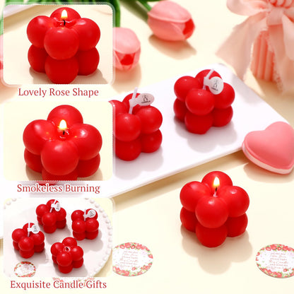 MTLEE 24 Sets Strawberry Baby Shower Favors Small Bubble Candle for Guests Tea Candles Bulk with Stylish Ribbons Cards Gifts Party Decoration(Bright Red, Strawberry)