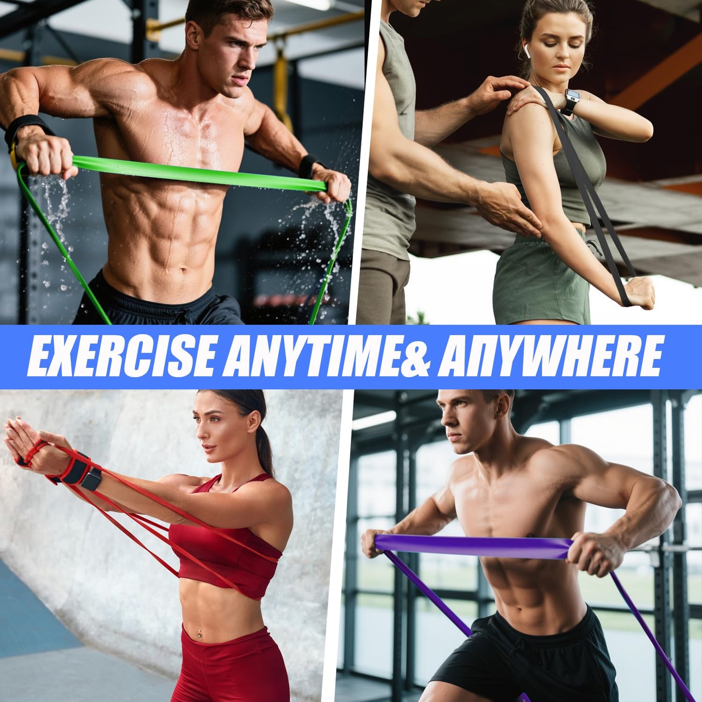 WHATAFIT Resistance Bands, Pull Up Assistance Bands, Exercise Bands, Workout Bands Set for Men and Women Home Fitness, Body Stretching, Strength Training, Physical Therapy