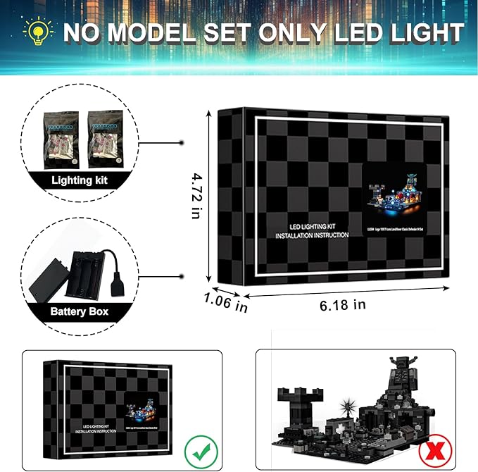 LED Light Kit for Lego 21246 Minecraft The Deep Dark Battle Compatible with Lego 21246 Building Blocks Model(Not Include Blocks Set)