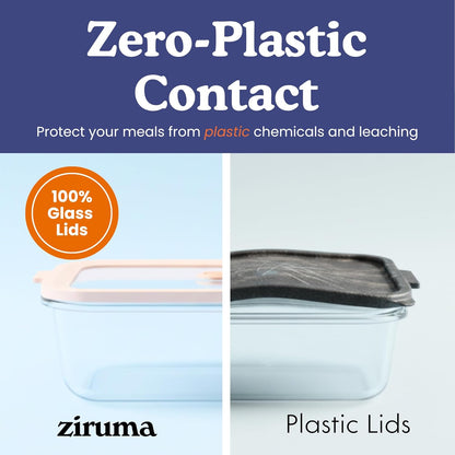 Ziruma Glass Food Storage Containers - Non-Toxic, Airtight, Microwave & Freezer Safe | 2.6 Cup, 4 Pack
