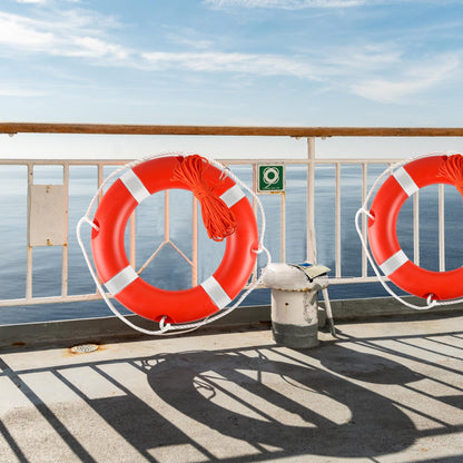 Life Ring 28" Life Preserver Ring Boat Safety Throw Rings with Water Floating Lifesaving Rope Life Rings Buoy with Reflective Tape for Rescue Lifesaving Orange