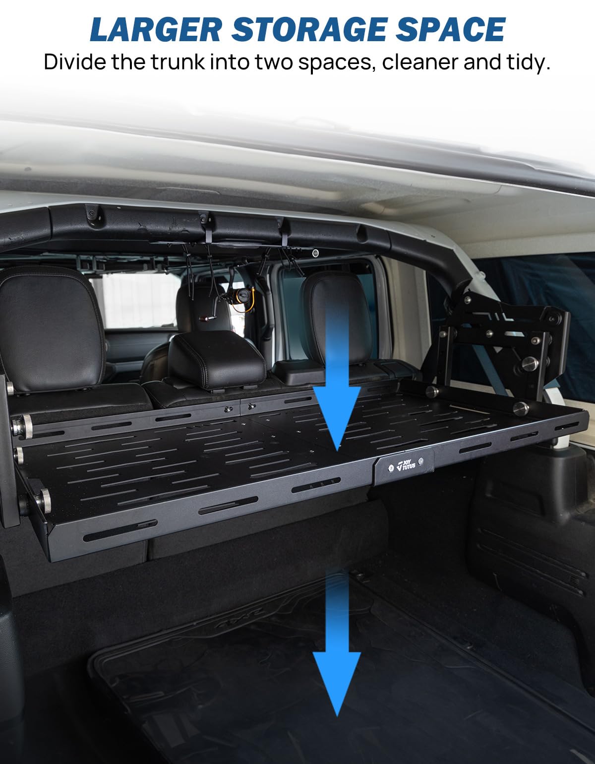 JOYTUTUS Rear Cargo Rack Basket Compatible with Wrangler JL 2018-2023 (Hard-Top Only, Not Fit 2024-2026), 350 LBS Adjustable Height Trunk Interior Luggage Basket Big Storage Carrier, Black