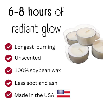 Soy Tealight Candles - 25 Unscented - All Natural Color - Clear Cup Candles with 6 to 8 Hour Burn Time - by Soyworx