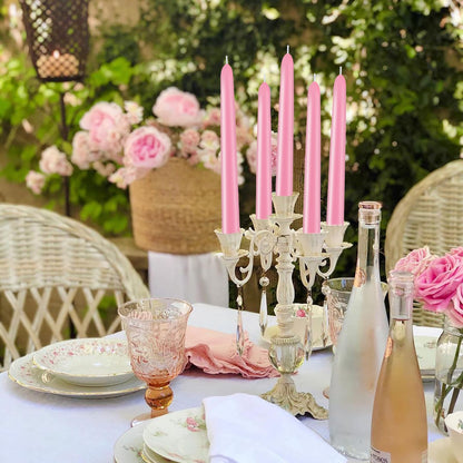 10 Inch Pink Taper Candles Set of 20, Dripless and Unscented Candle Sticks for Dinner, Shabbat, Halloween, Christmas, Wedding, 8 Hours