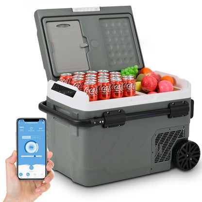 Alpicool 12V Car Refrigerator Portable Fridge Freezer, 43 QT Dual Zone Compressor Cooler with APP Control, Fast Cooling, Electric Cooler for Car Truck, RV, Camping, Travel (12/24V DC & 100-240V AC)