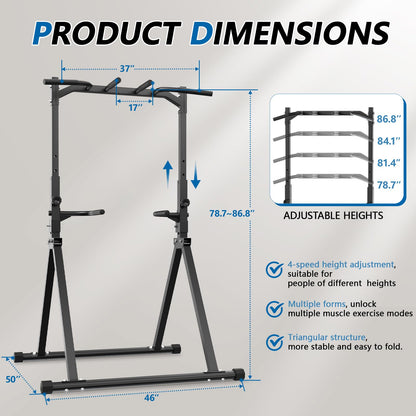 STACOO Foldable Pull Up Bar Pull Up Station,Power Tower with Triangular Structure, Multi-Functional Dip Station for Home Gym 300LB