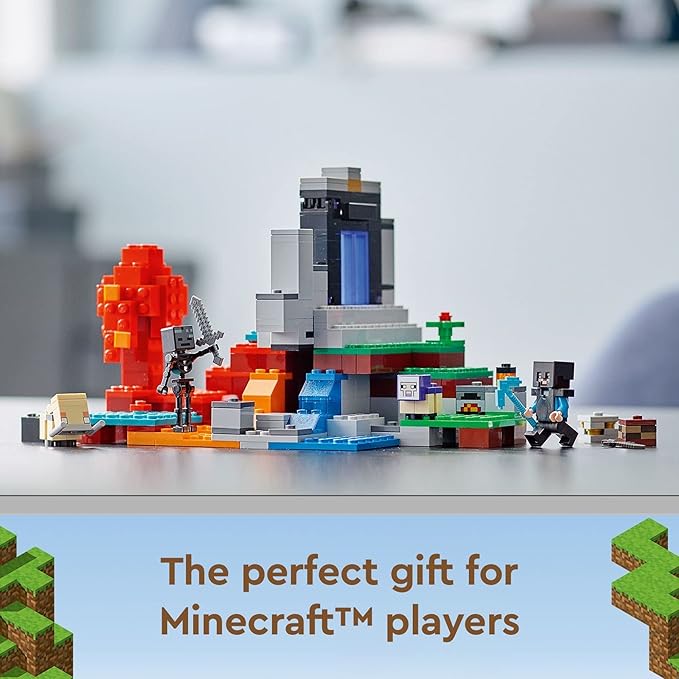 LEGO Minecraft The Ruined Portal Building Toy 21172 with Steve and Wither Skeleton Figures Gift Idea for 8 Plus Year Old Kids Boys &amp Girls