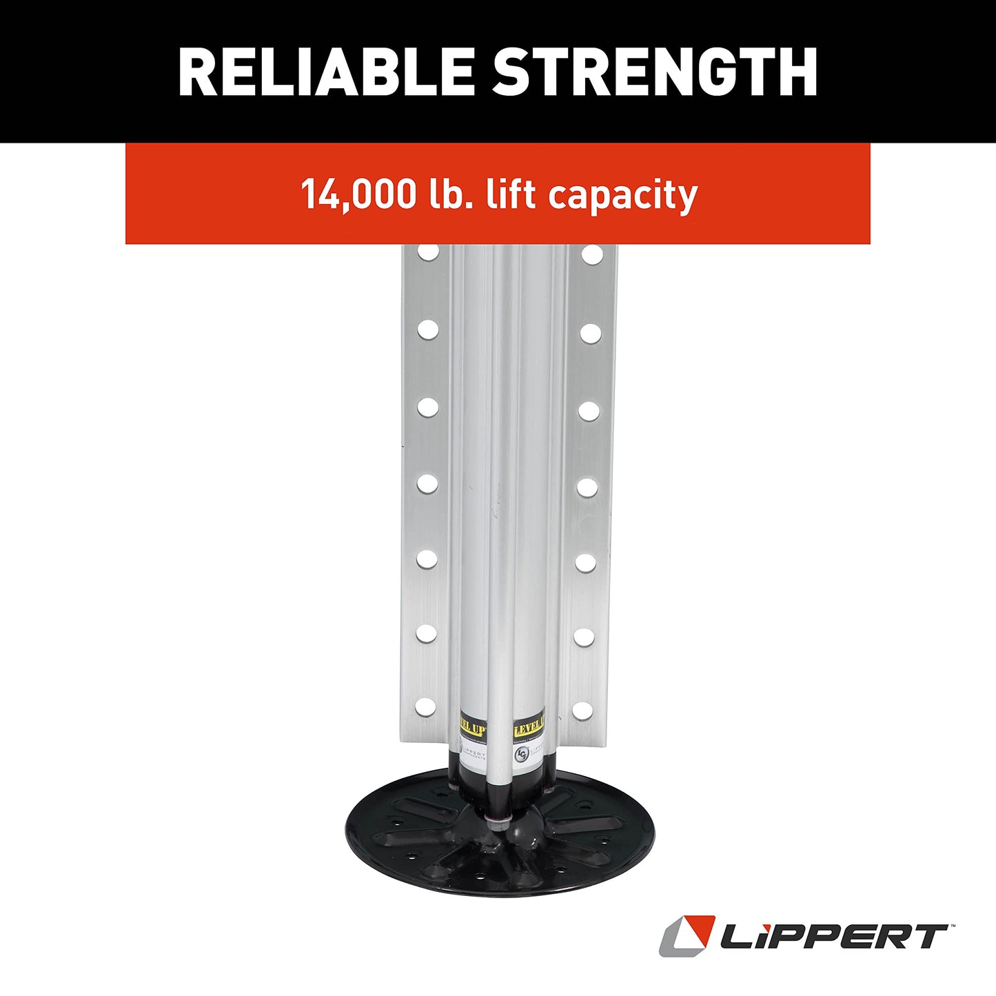 Lippert Aluminum Hydraulic Leveling Jack Assembly with 14,000-lb. Weight Capacity, Universal Fit, 9" Footpad, Easy Installation - 2365601
