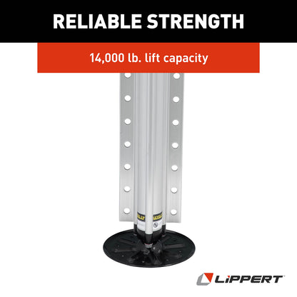 Lippert Aluminum Hydraulic Leveling Jack Assembly with 14,000-lb. Weight Capacity, Universal Fit, 9" Footpad, Easy Installation - 2365601