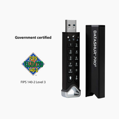 iStorage datAshur PRO2 256 GB | Secure Flash Drive | FIPS 140-2 Level 3 Certified | Password protected | Dust/Water-Resistant