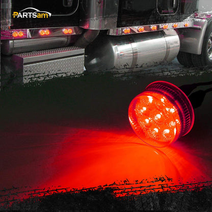 Partsam 30Pcs 2" Inch Round Trailer Led Side Marker and Clearance Lights Amber 9 Diodes with Reflectors for Semi Trailer Trucks(20x Amber, 10x Red)