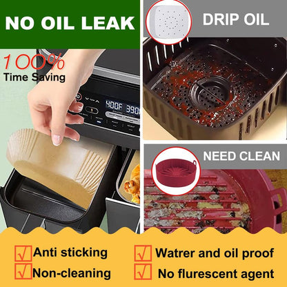 Air Fryer Liners for Ninja Dual, Air Fryer Parchment Paper Liners Disposable for Ninja DZ201, Ninja Foodi Liners, Disposable Ninja Dual Rectangular, AirFryer Paper Liners Rectangle Accessories Ninja
