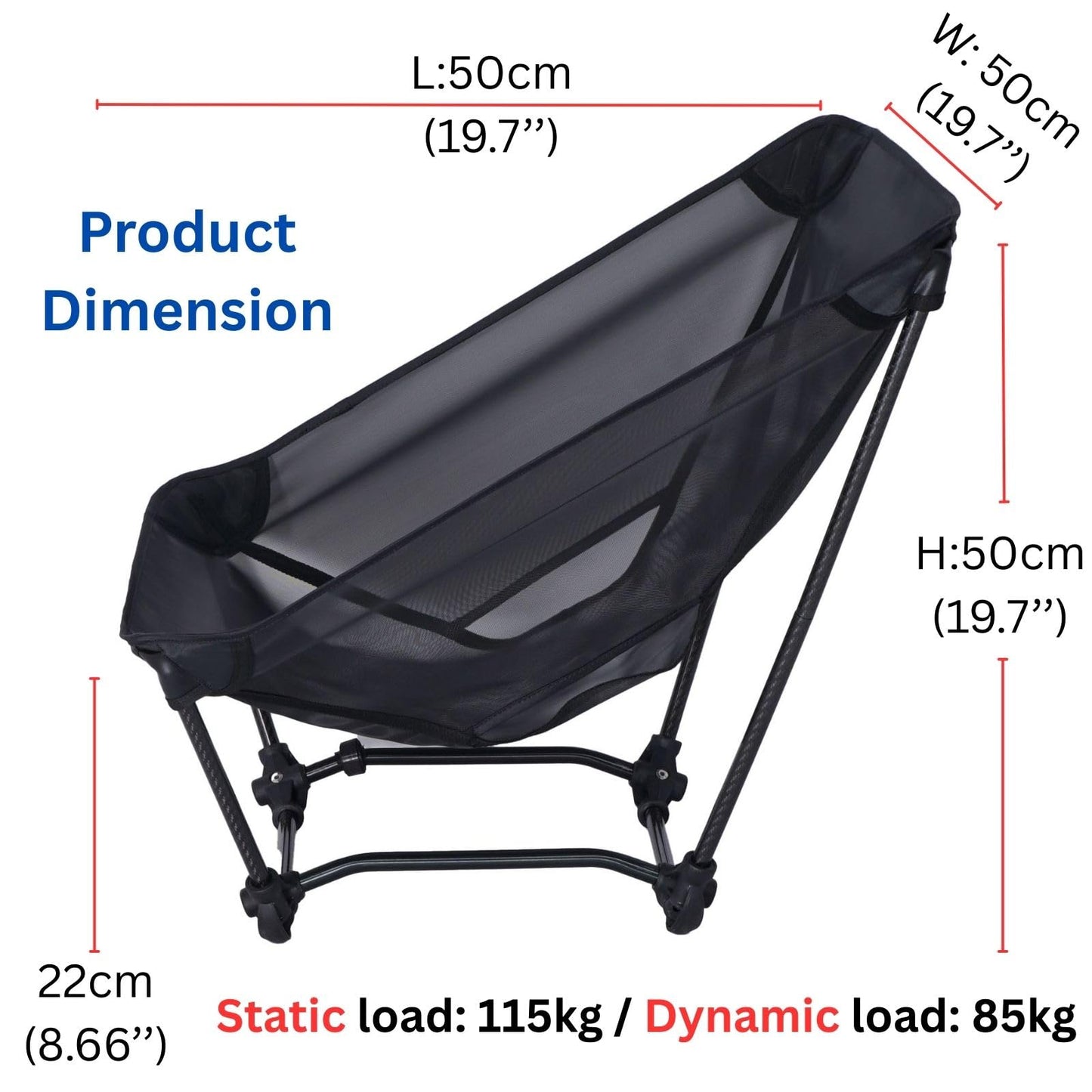 Ultralight Backpacking Chair,Carbon Fiber Legless Ground Chair,Folding Camping Chair,Lightweight Portable for Adults,Hiking,Camping,Picnic,Fishing,RV,Balcony,Paddleboard,Beach,Indoor (Black)