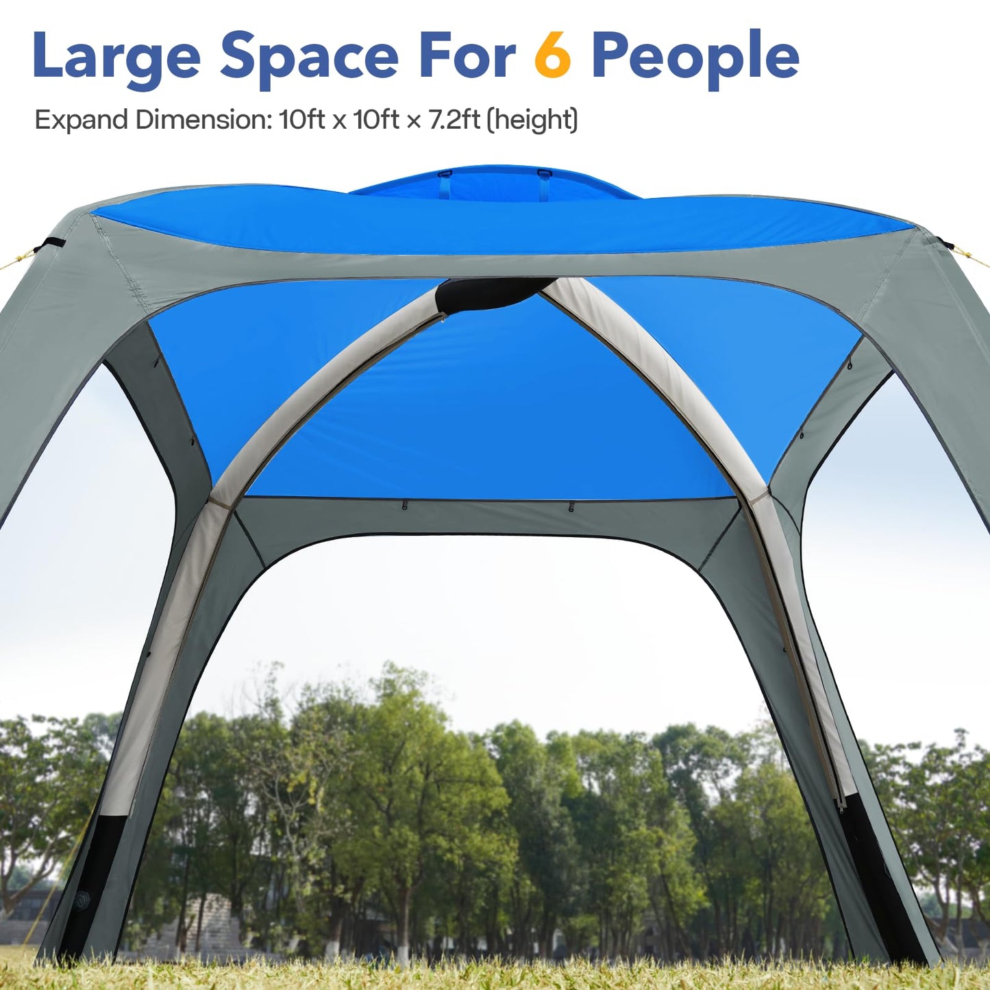 Instant Setup Inflatable Air Shelter 10x10ft Canopy Tent for Camping, with 4 Removable Side Panels for 6-8 Person – Ideal for Garden, Beach, Park, and Outdoor Events, Blue