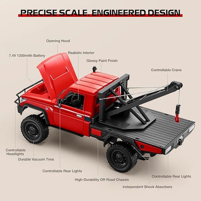 ARRIS MN82T 1/12 RC Rock Crawler Climbing Truck with Crane Hook Toyota LC794WD Off Road RC Car with LED Lights 2.4GHz Full Proportional Control RTF Toy Vehicle Gifts