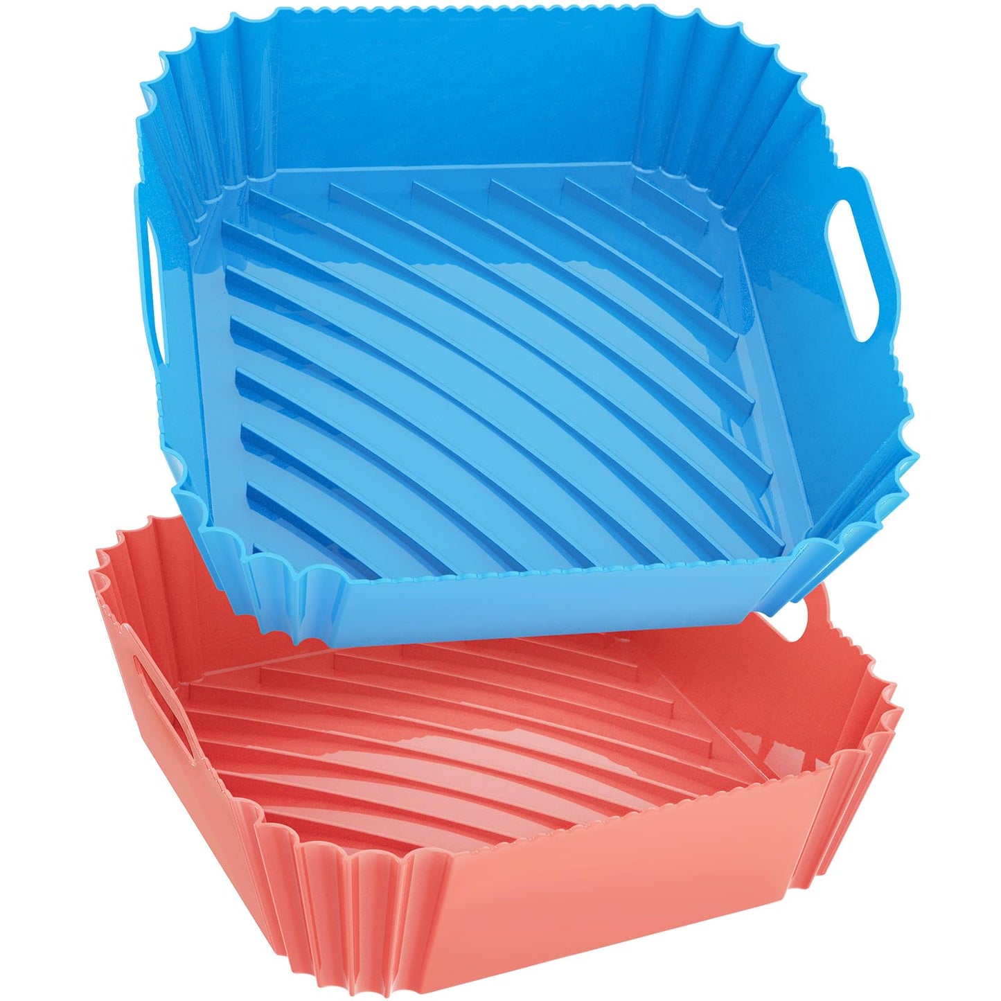 Air Fryer Silicone Liners Square 2 Pack 7.1 Inch Airfryer Liners 4-7 QT Reusable Air Fryer Liners Silicone Pot Oven Liner Baking Tray, Air Fryer Basket Silicone Mat Bowl Air Fryer Accessories Kitchen