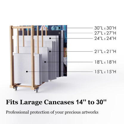 UNZERO Enhanced Art Storage Rack with 4 Additional Dowels - Canvas Storage and Art Drying Rack with Wheels
