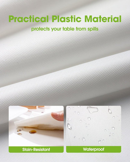Pureegg Plastic Table Cloth Disposable 10 Pack, 54 x 132 Inch Table Cloths, Party, Picnic, Wedding, Decorative Tablecloths, Rectangle, White Plastic Cover, Leakproof & Sturdy, White