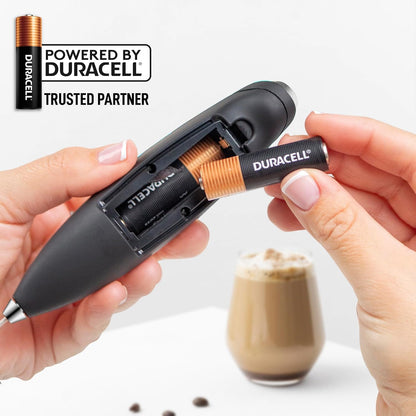 Zulay Kitchen Double Whisk Milk Frother - Powerful Handheld Foam Maker for Coffee & Lattes | Includes 2 Duracell Batteries