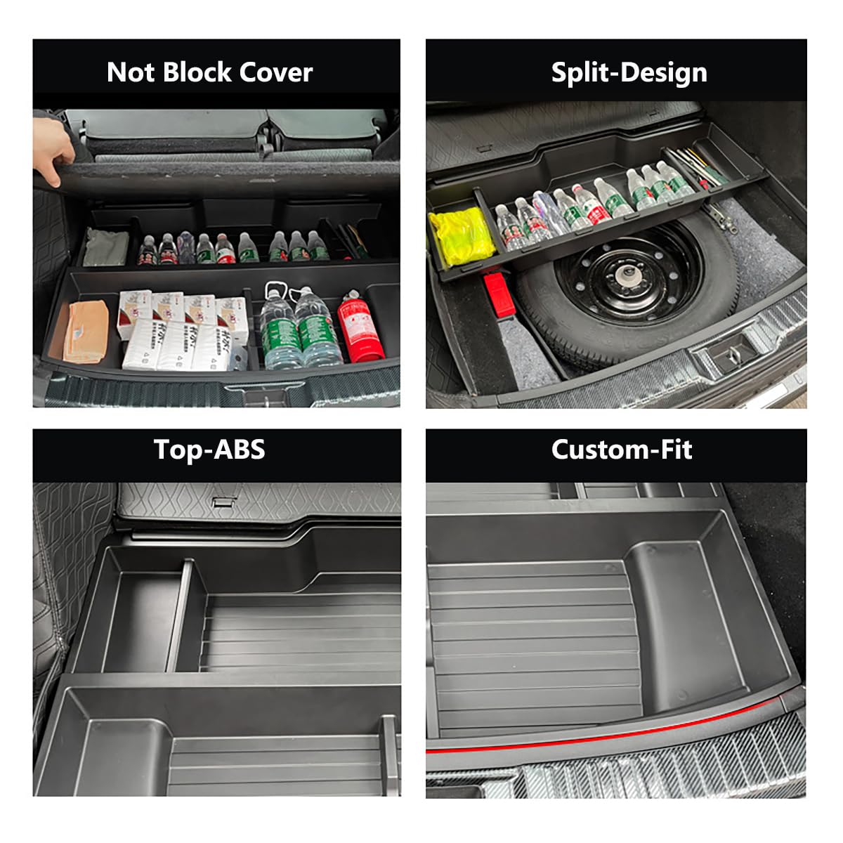 QXZcar Heavy-Duty Trunk Organizer for 2023-2025 Honda CR-V, Insert Cargo Rear Hatch Hidden Storage Box fits CRV EX EX-L LX Touring Accessories