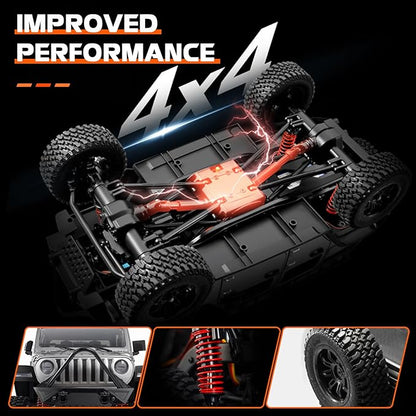 ARRIS MN-128 RC Rock Crawler 1:12 Scale RC 4WD RC Climbing Car All-Wheel Drive Off-Road RC Jeep Crawlers RTF 2.4Ghz RC Rock Crawler 4x4 All Terrain Car for Adults