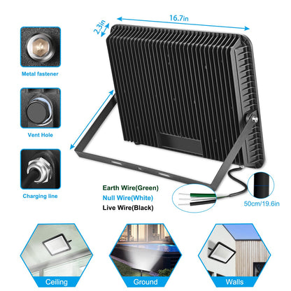 YANYCN 2 Pack 400W LED Flood Light Outdoor,2400W Equivalent 50500LM 5000K Daylight White Super Bright FloodLight with Plug,85-277V IP66 Waterproof Commercial Lighting for Fields,Counts,Arena,Stadium