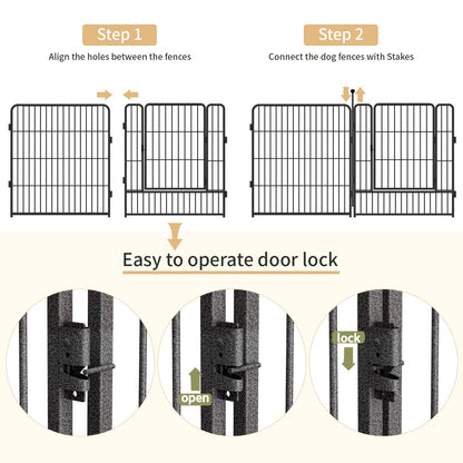 Dog Playpen,32/40/45 Inch Height in Heavy Duty, Folding Indoor Outdoor Anti-Rust Dog Exercise Fence, Portable Pet Playpen with Door for Large Medium Small Dogs and Pet (16 Panels, 32 Inch) Silver