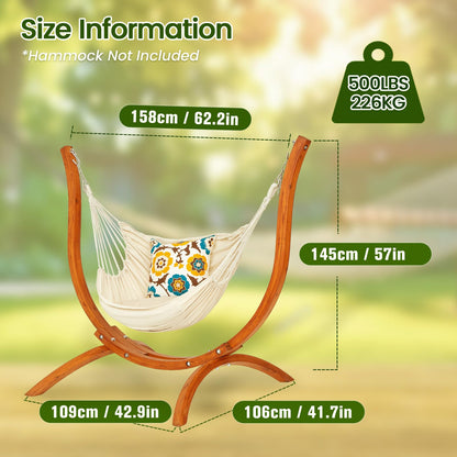 SELFLA Premium Wooden Hammock Stand only (500 lbs/226kg), Sun Protection & Rain Resistant, Heavy Duty Premium Solid Wood Hammock Chair for Indoor or Outdoor Use, Safe & Stable (Hammock Not Included)