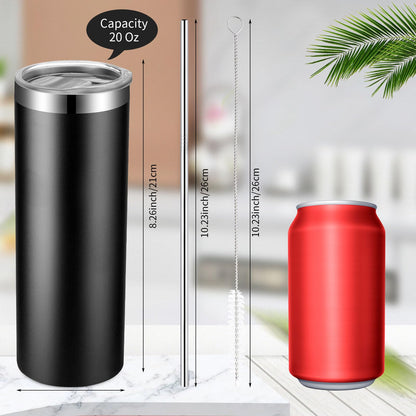 Remagr Skinny Tumblers Bulk 20 oz Stainless Steel with Lids and Straws Blank Slim Insulated Cup Double Layer Water Cups for Travel, DIY(Bright Color,28 Pcs)