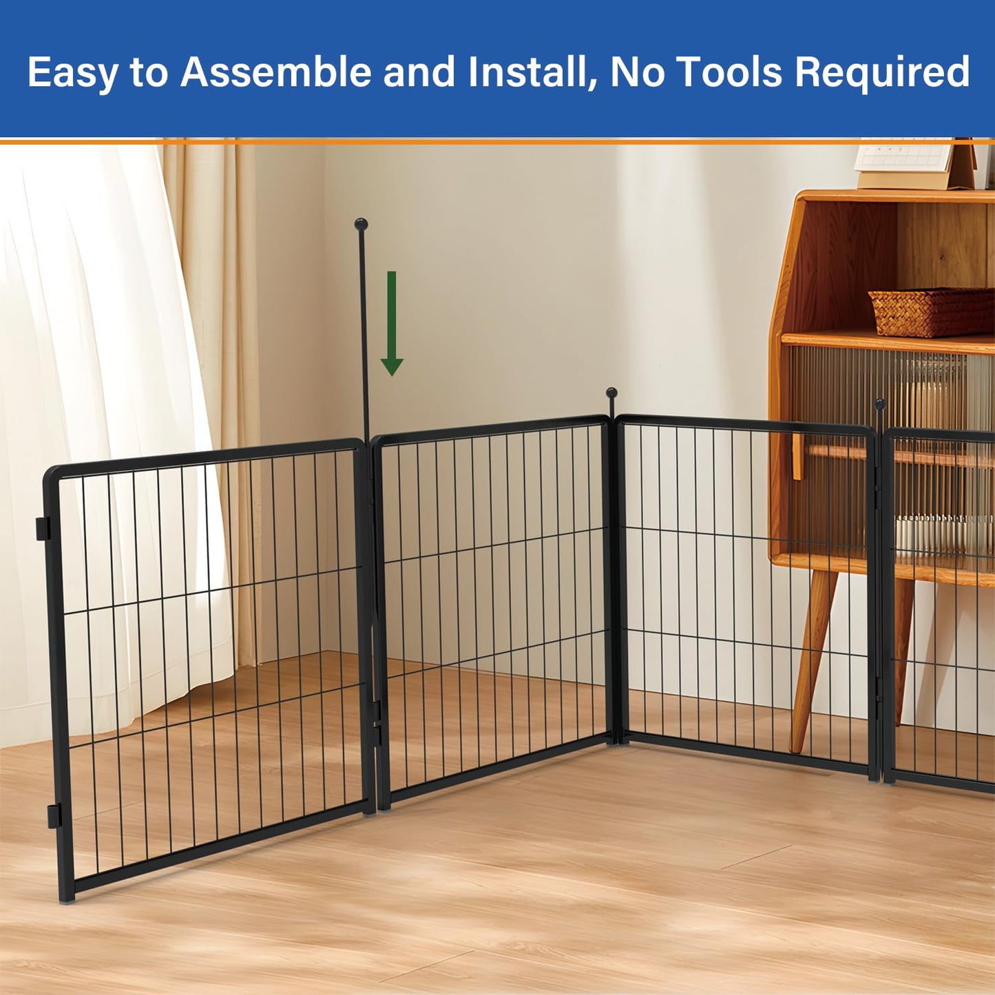 PETREEK Dog Playpen 24 inch 12 Panels for Indoor & Outdoor Use – Heavy-Duty Metal Pet Fence with Ground Stakes, Rounded Ball Tops for Safety, Stable & Foldable Design, Easy to Assemble
