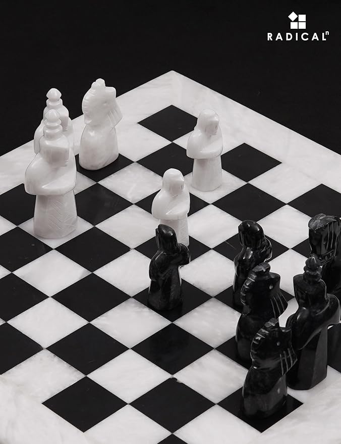 Radicaln Marble Chess Set 15 Inches with Storage Box White and Black Luxury Board Games for Adults Ideal Marble Antique Chess Board Game Set &amp Chess Pieces for Home Decor